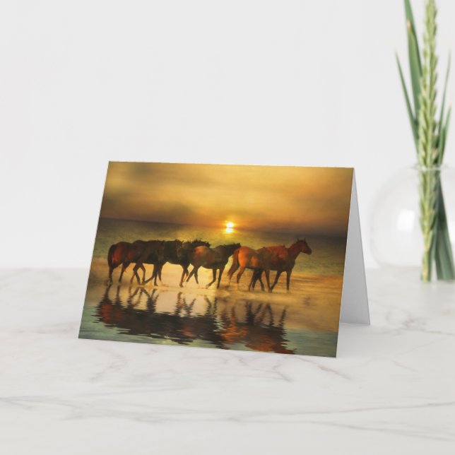 Horses on the Beach Hello Card (Front)