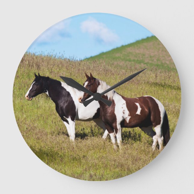 Horses on the hillside large clock (Front)