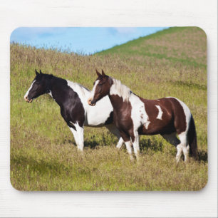 Horses on the hillside mouse mat