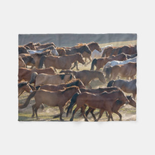 Horses on the ranch, Inner Mongolia, China Fleece Blanket