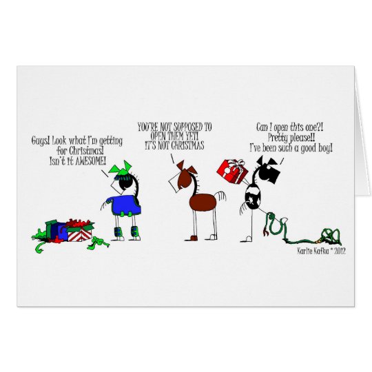 Horses Opening Christmas Presents Card
