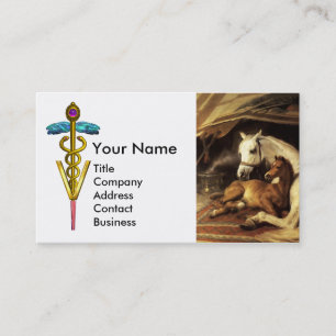 HORSES, OTHER ANIMALS ,CADUCEUS VETERINARY SYMBOL BUSINESS CARD