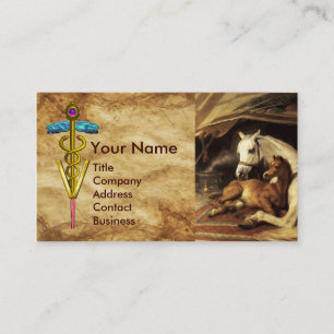 HORSES, OTHER ANIMALS ,CADUCEUS VETERINARY SYMBOL BUSINESS CARD