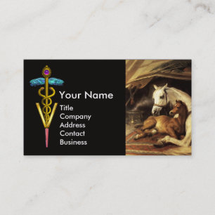 HORSES, OTHER ANIMALS ,CADUCEUS VETERINARY SYMBOL BUSINESS CARD