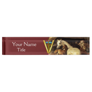 HORSES, OTHER ANIMALS ,CADUCEUS VETERINARY SYMBOL NAMEPLATE