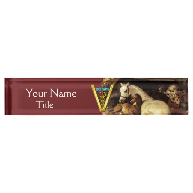 HORSES, OTHER ANIMALS ,CADUCEUS VETERINARY SYMBOL NAMEPLATE (Front)