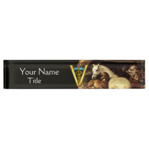 HORSES, OTHER ANIMALS ,CADUCEUS VETERINARY SYMBOL NAMEPLATE
