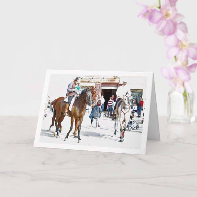 Horses outside Spanish Bar Card (Orchid)