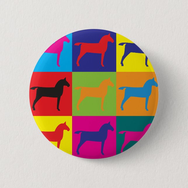 Horses Pop Art 6 Cm Round Badge (Front)