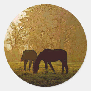 Horses Pop Art Classic Round Sticker