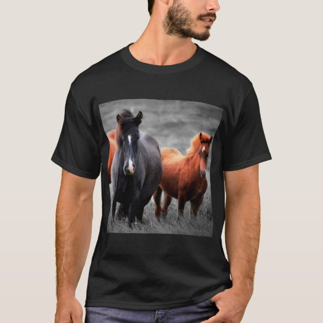 Horses Portrait: Selective Colour Photography T-Shirt (Front)
