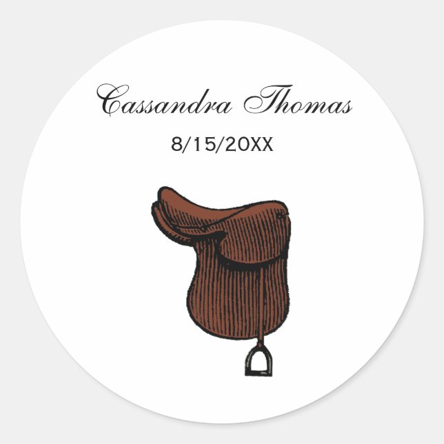 Horses - Preppy Equestrian Tack Saddle Colour Classic Round Sticker (Front)