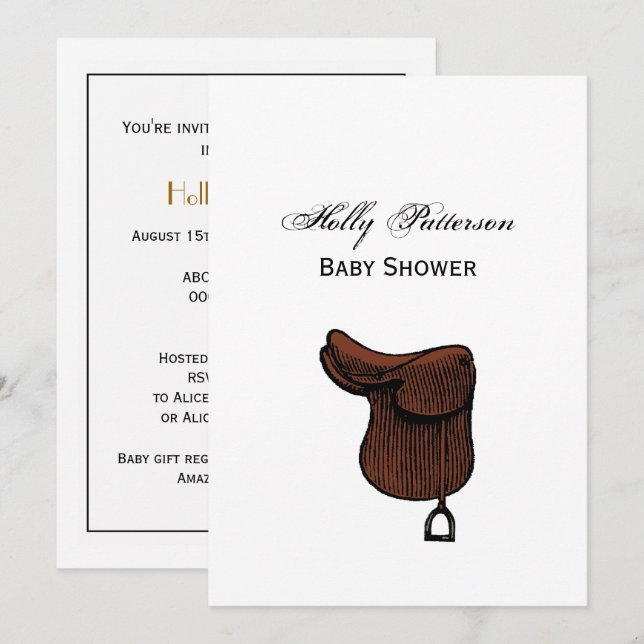 Horses - Preppy Equestrian Tack Saddle Colour Invitation (Front/Back)