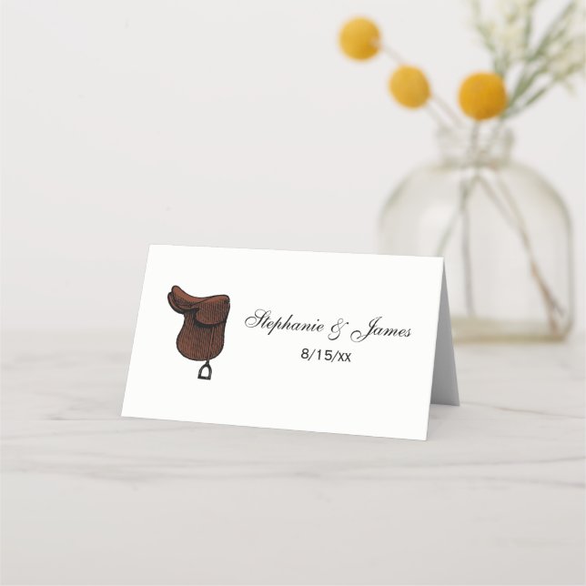 Horses - Preppy Equestrian Tack Saddle Colour Place Card (Front)