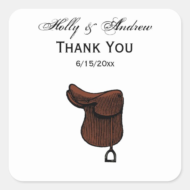 Horses - Preppy Equestrian Tack Saddle Colour Square Sticker (Front)