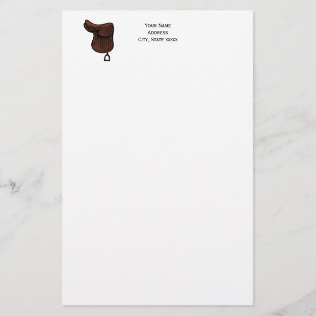 Horses - Preppy Equestrian Tack Saddle Colour Stationery (Front)