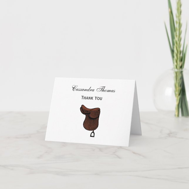 Horses - Preppy Equestrian Tack Saddle Colour Thank You Card (Front)