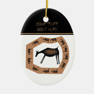 Horses Primitive cave Art Ceramic Tree Decoration