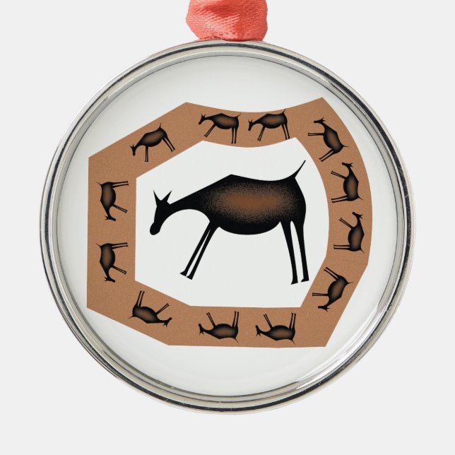 Horses Primitive cave Art Metal Tree Decoration (Front)
