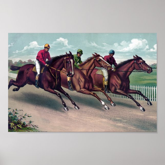 Horses Racing Painting Decoupage Print (Front)