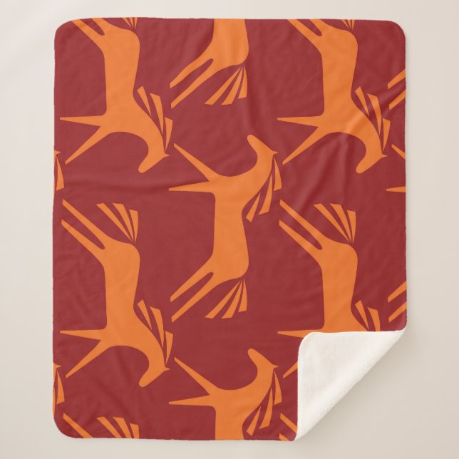 Horses: Red Seamless Equestrian Beauty. Sherpa Blanket (Front)