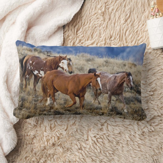 Horses Roaming the Hills Lumbar Cushion (Blanket)