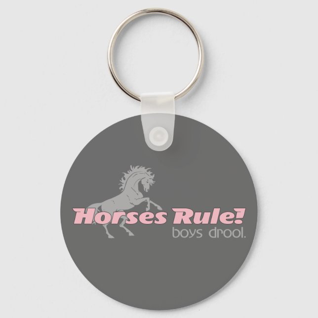 Horses Rule Boys Drool Key Ring (Front)