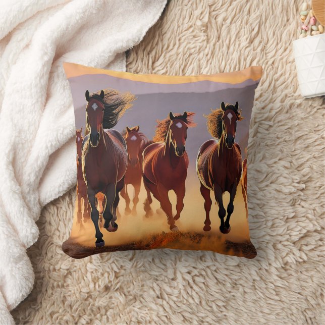 Horses Running Beautiful Pillow! Cushion (Blanket)