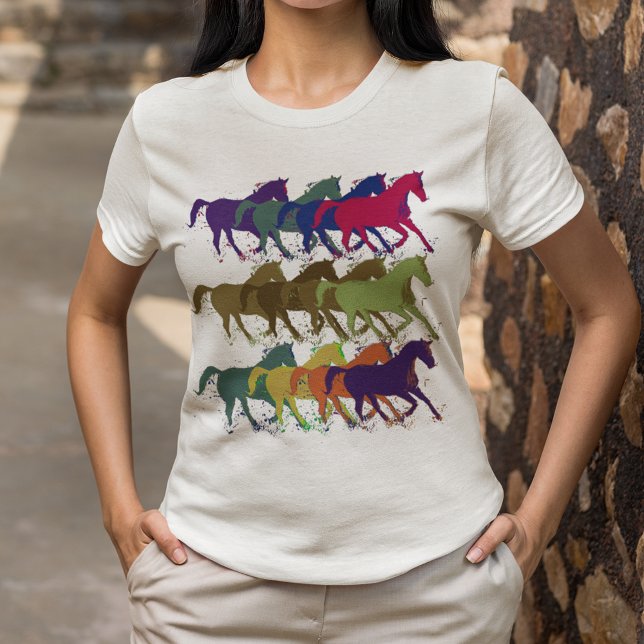 Horses Running, Farm Animals T-Shirt (colorful horses running)