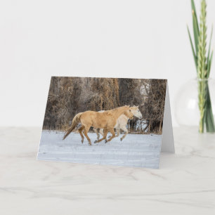 Horses Running in Snow Card