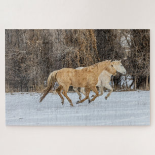 Horses Running in Snow Jigsaw Puzzle