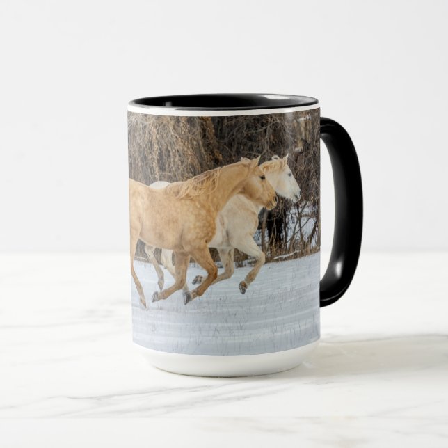 Horses Running in Snow Mug (Front Right)