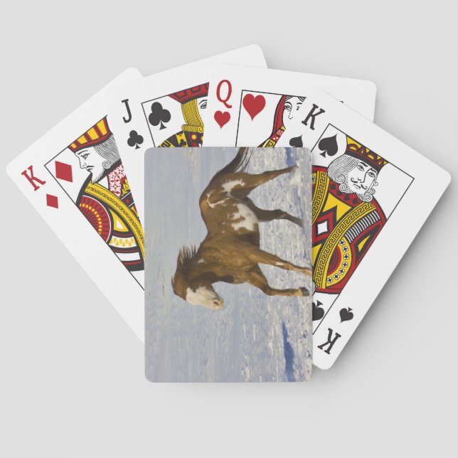 Horses Running in Snow Playing Cards (Back)