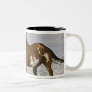 Horses Running in Snow Two-Tone Coffee Mug