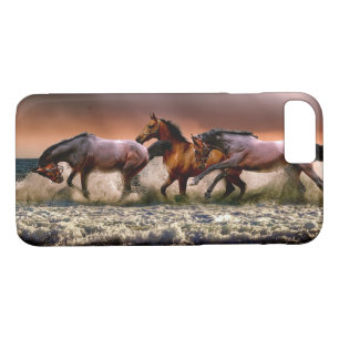 Horses Running in the Ocean Surf at Sunset iPhone 8/7 Case