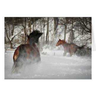Horses Running in the Snow Customisable Card