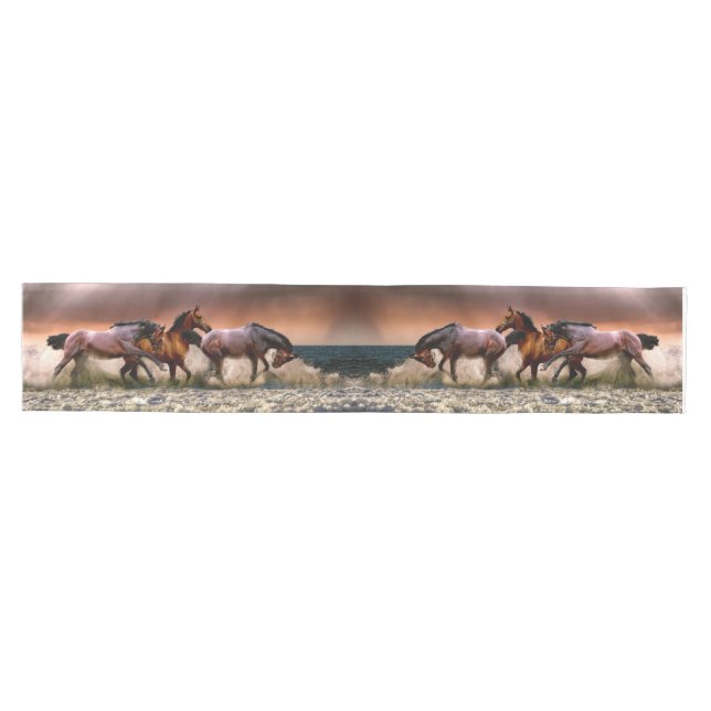 Horses Running in the Surf Small Medium Table Runner (Horizontal)