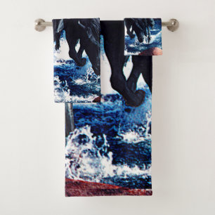 Horses Running In The Water Bath Towel Set