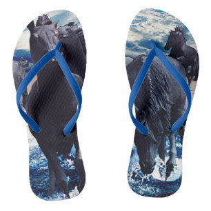 Horses Running In The Water Flip Flops