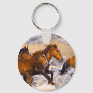 Horses running key ring