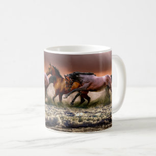 Horses Running on the Beach Coffee Mug