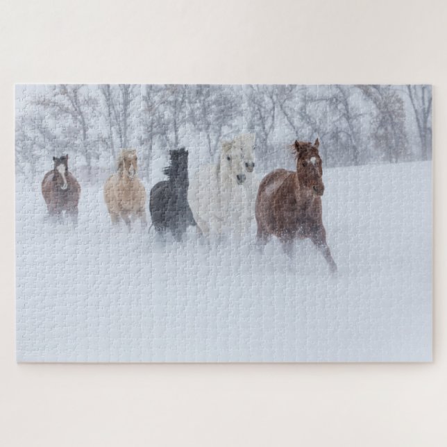 Horses Running Through the Snow Jigsaw Puzzle (Horizontal)