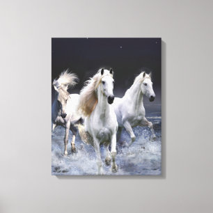 Horses running  throw pillow canvas print