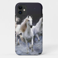 Horses running throw pillow