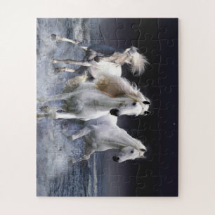 Horses running throw pillow jigsaw puzzle