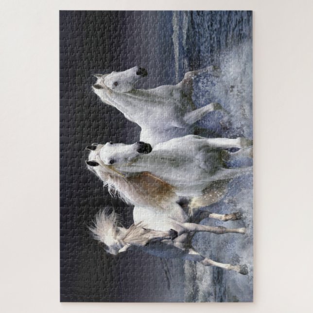 Horses running  throw pillow jigsaw puzzle (Vertical)