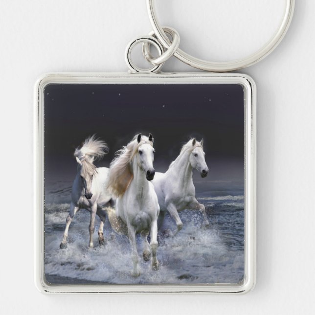 Horses running  throw pillow key ring (Front)