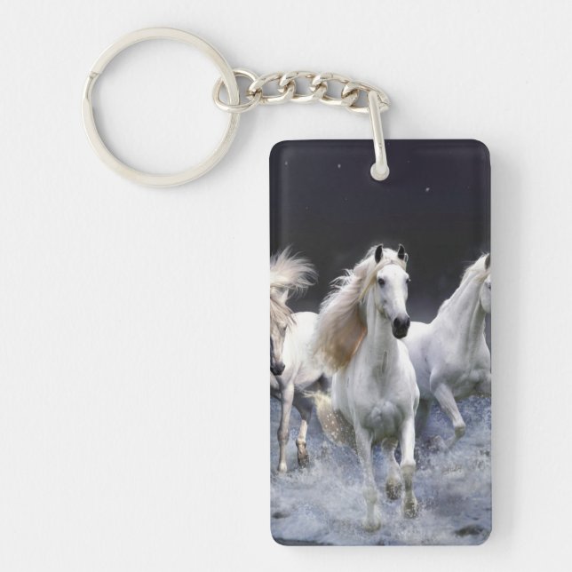 Horses running  throw pillow key ring (Front)