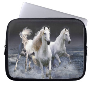 Horses running  throw pillow laptop sleeve