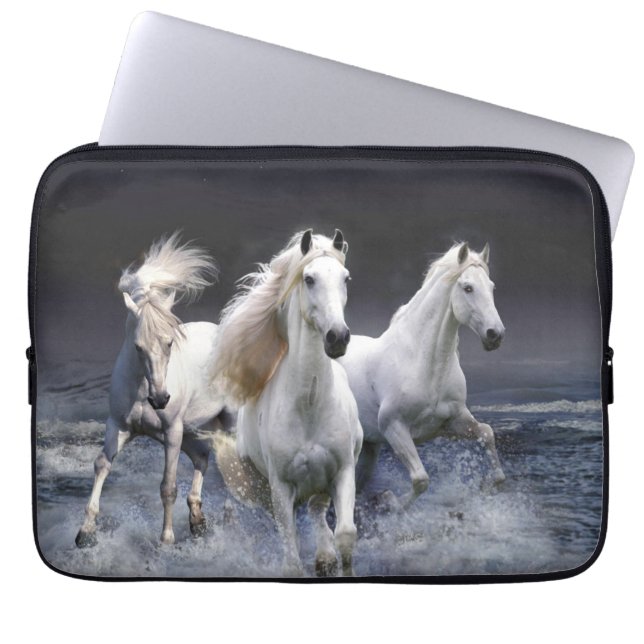 Horses running  throw pillow laptop sleeve (Front)